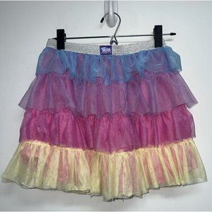 Trolls World Tour Girls Rainbow Tulle Ruffle Skirt Unicorn Fairy Costume L 10 12